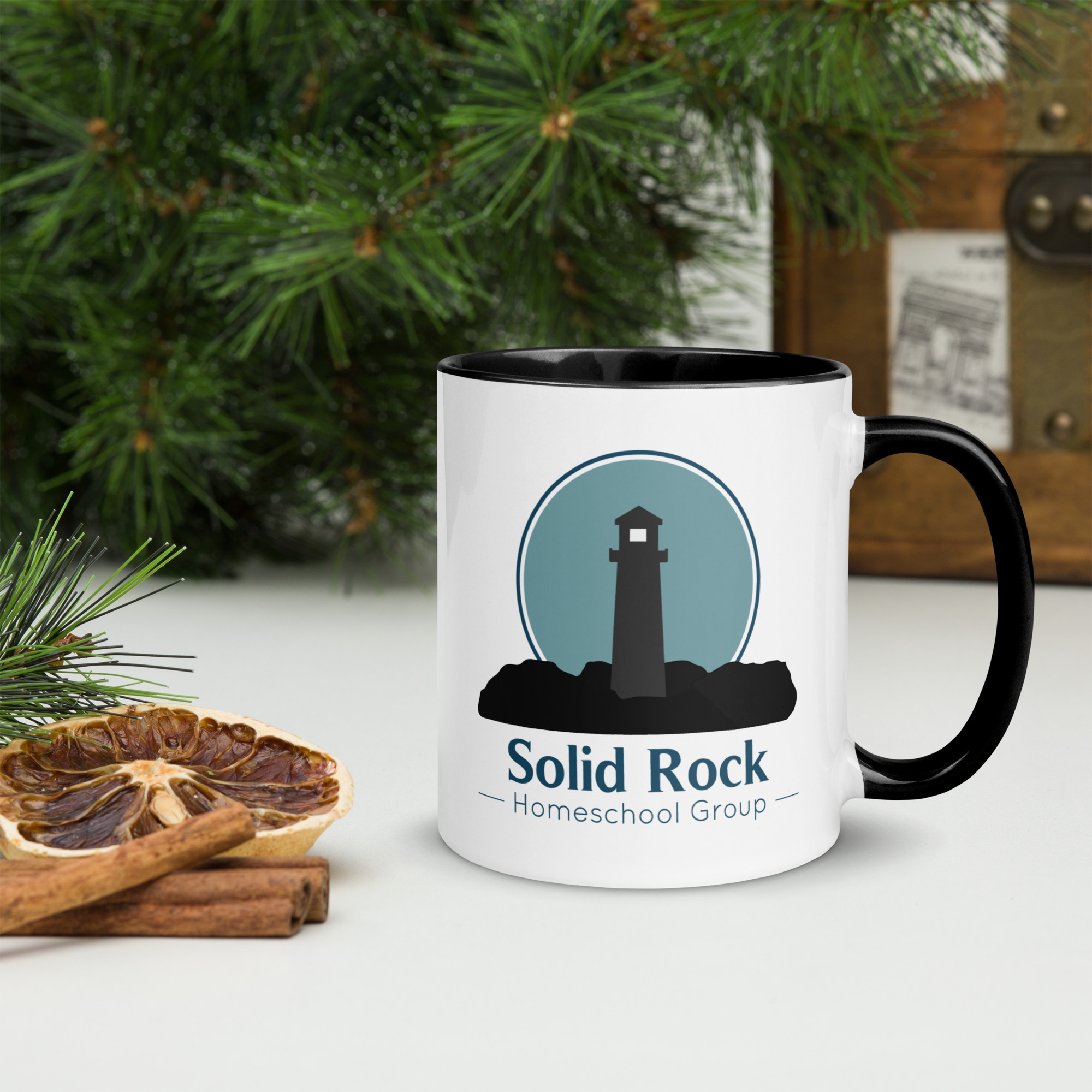 Solid Rock Mug is white with black inside